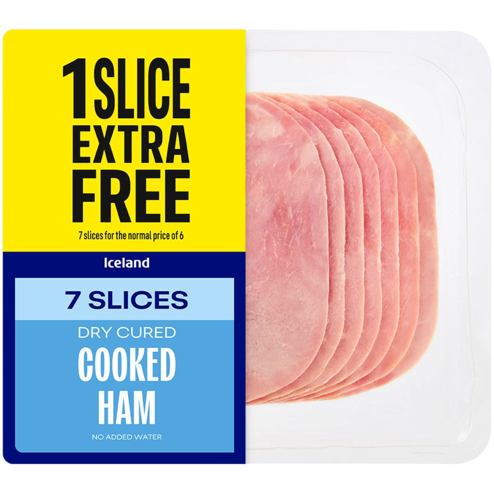 Iceland 7 Slices (Approx.) Dry Cured Cooked Ham, No Added Water 117g