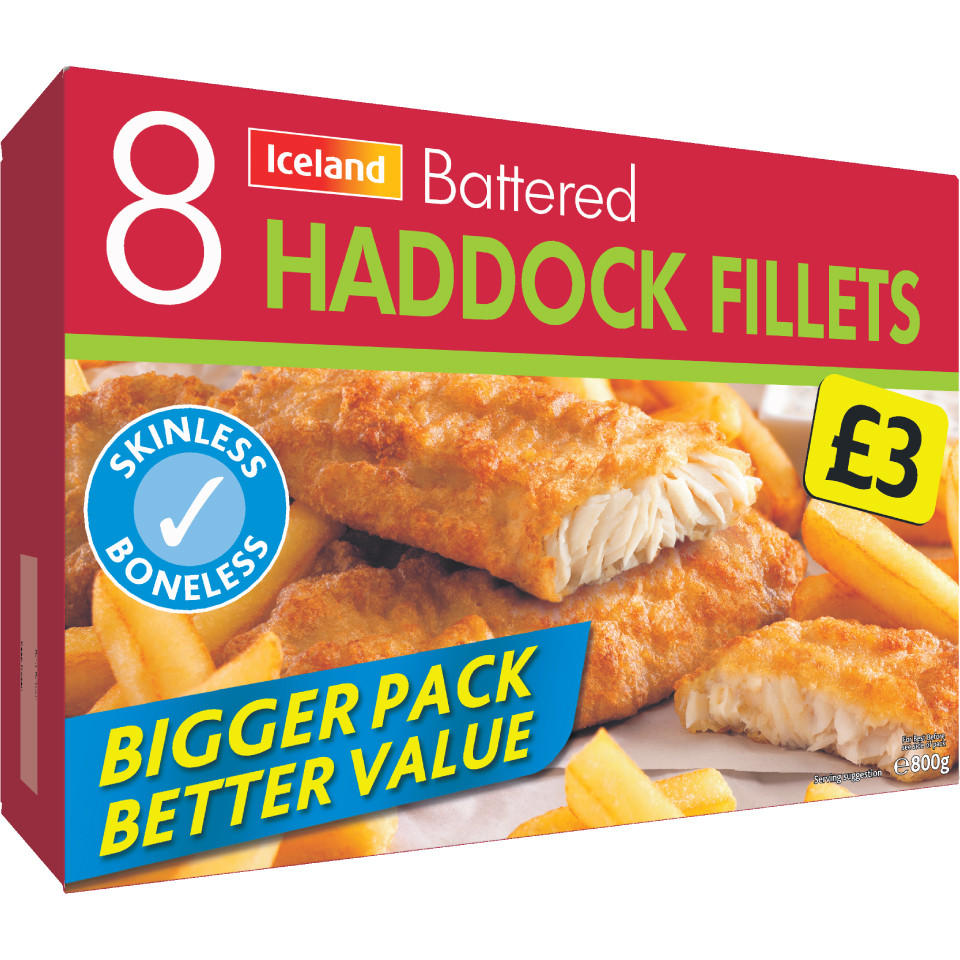 Iceland 8 Battered Haddock Fillets 800g Battered & Breaded Fish