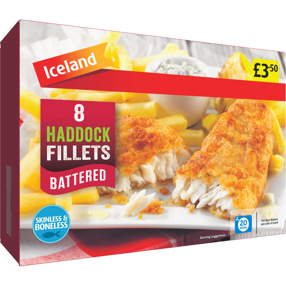 Iceland 8 Battered Haddock Fillets 800g Battered & Breaded Fish