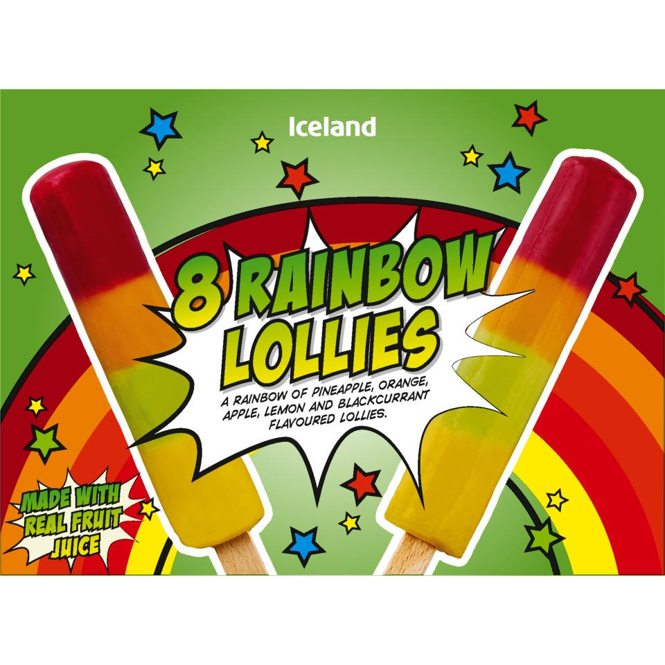 Iceland 8 Rainbow Lollies 304g | Iceland Foods