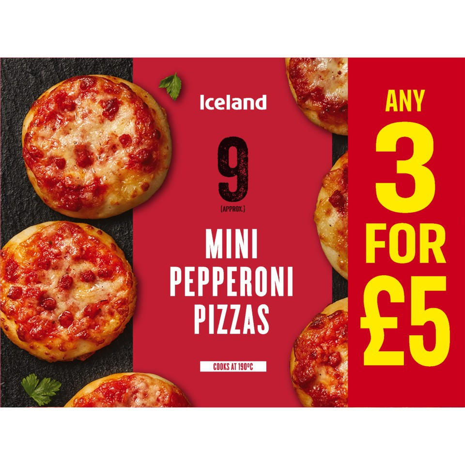 Iceland 9 (Approx.) Mini Pepperoni Pizzas 270g Pizza Snacks Iceland