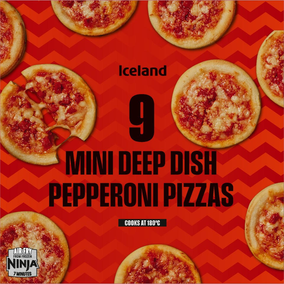Iceland 9 Mini Deep Dish Cheese Pizzas 234g