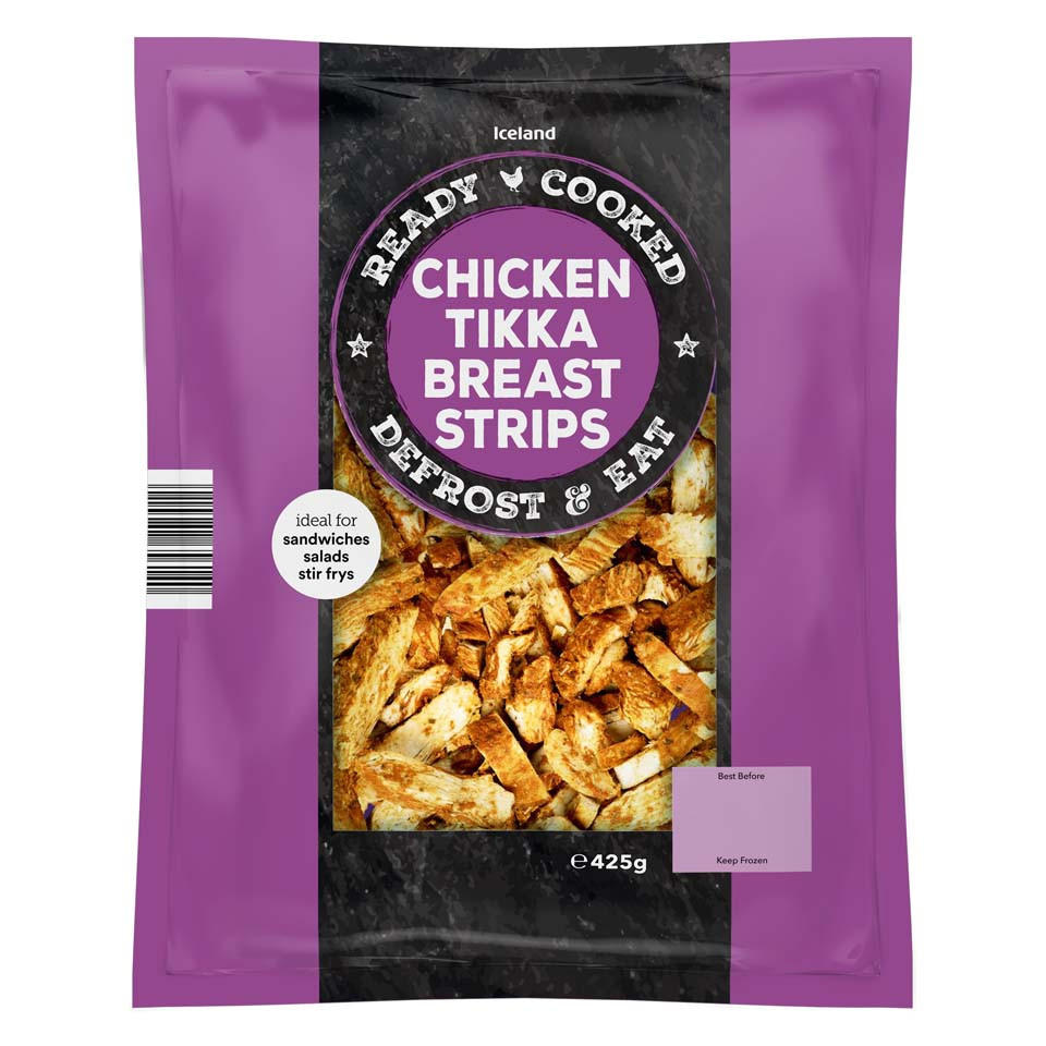 Iceland Ready Cooked Chicken Tikka Breast Strips 425g Chicken