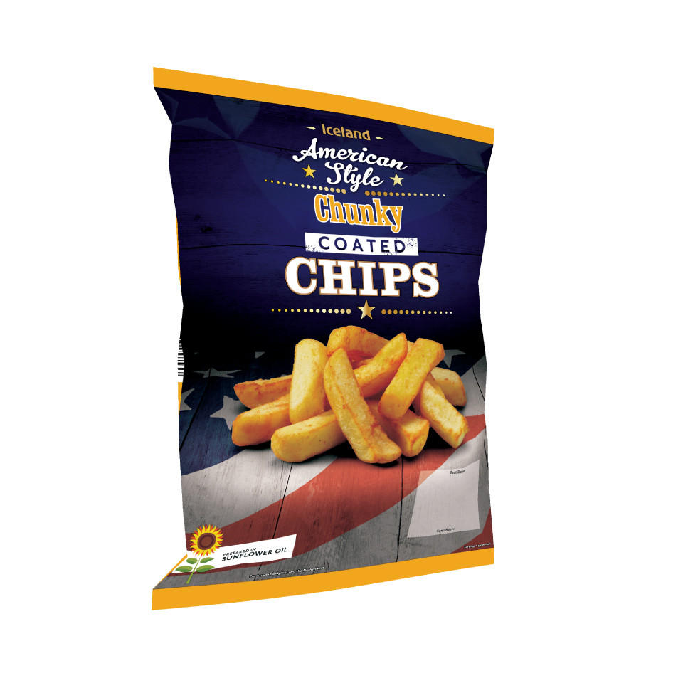 Iceland American Style Chunky Coated Chips 1Kg | Chips & Fries ...