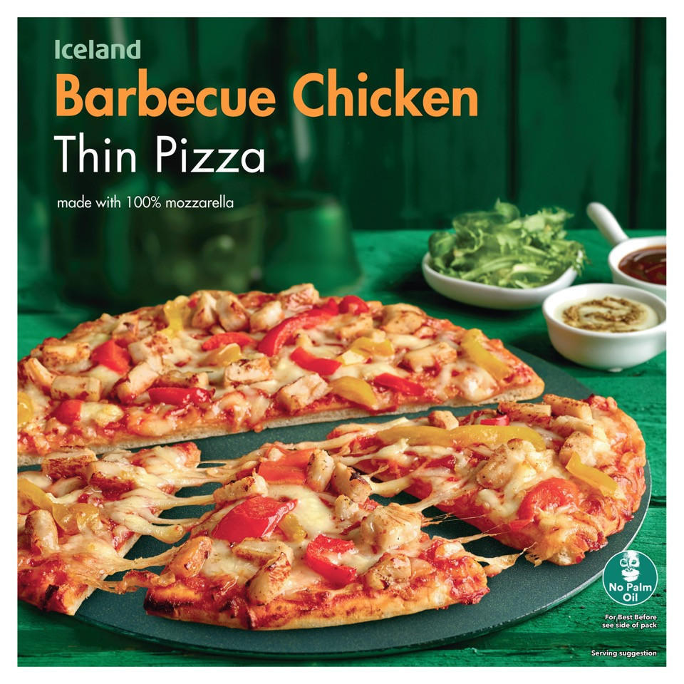 Iceland Barbecue Chicken Thin Pizza 334g Thin Crispy Pizza