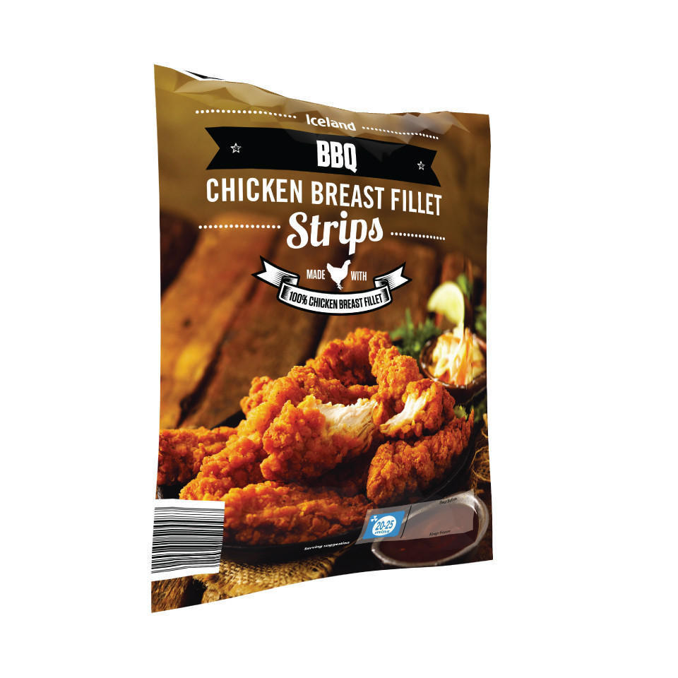 Iceland BBQ Chicken Breast Fillet Strips 300g Breaded & Battered Chicken Iceland Foods