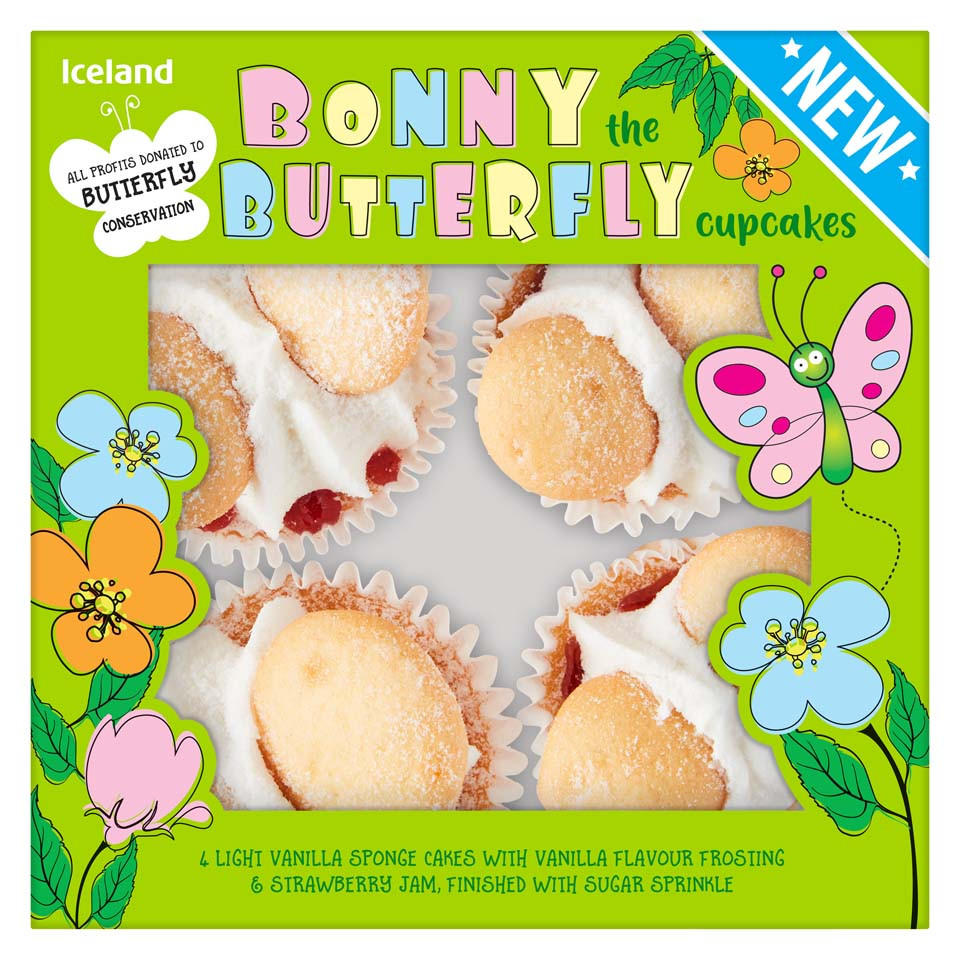 Iceland Bonny the Butterfly Cupcakes 4 Pack