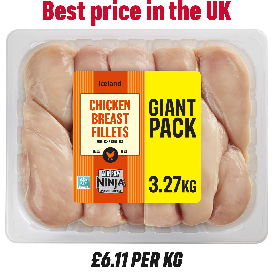Iceland Chicken Breast Fillets Skinless & Boneless 3.27kg