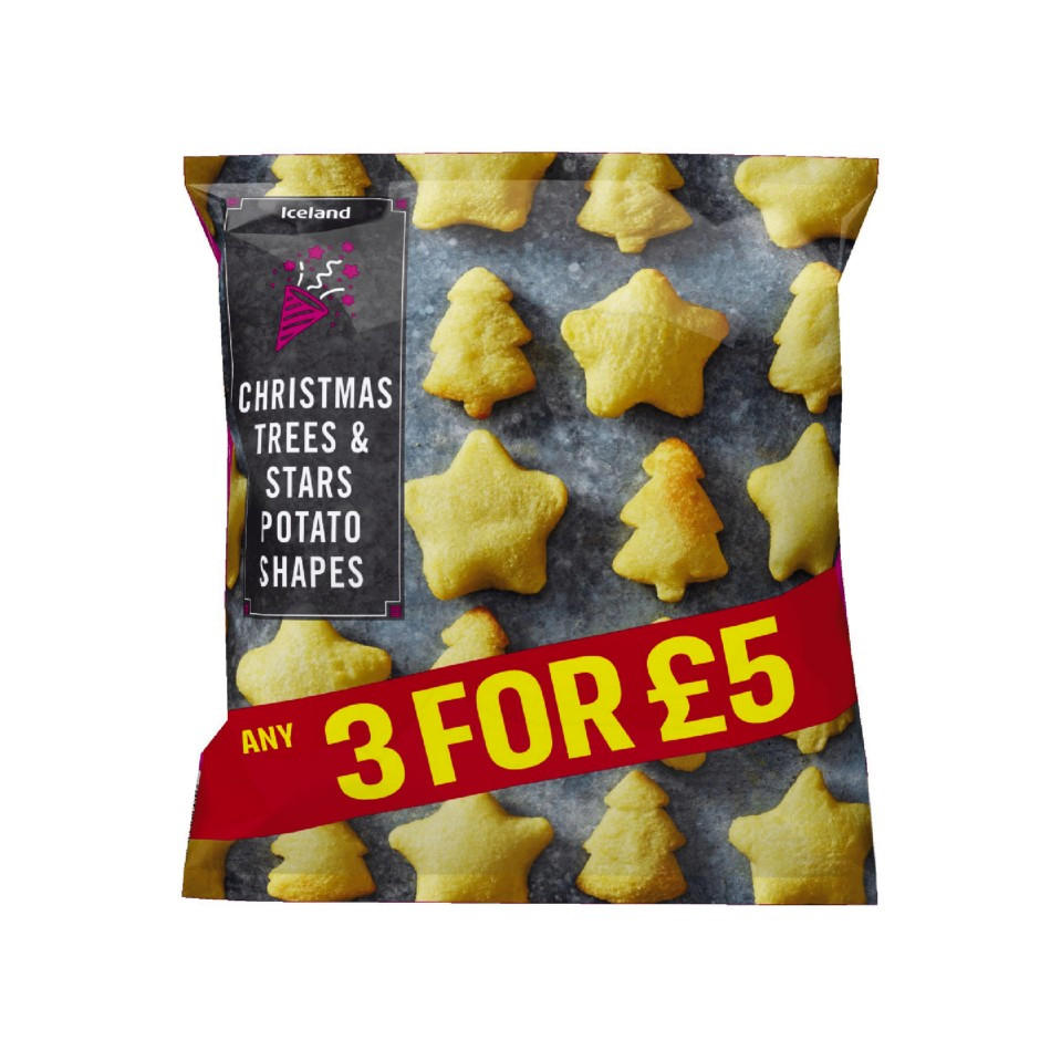 Iceland Christmas Trees and Stars Potato Shapes 700g Frozen Iceland