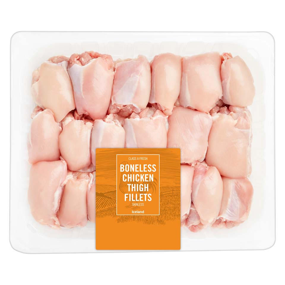 Iceland Class A Fresh Boneless Chicken Thigh Fillets Skinless 1.9kg