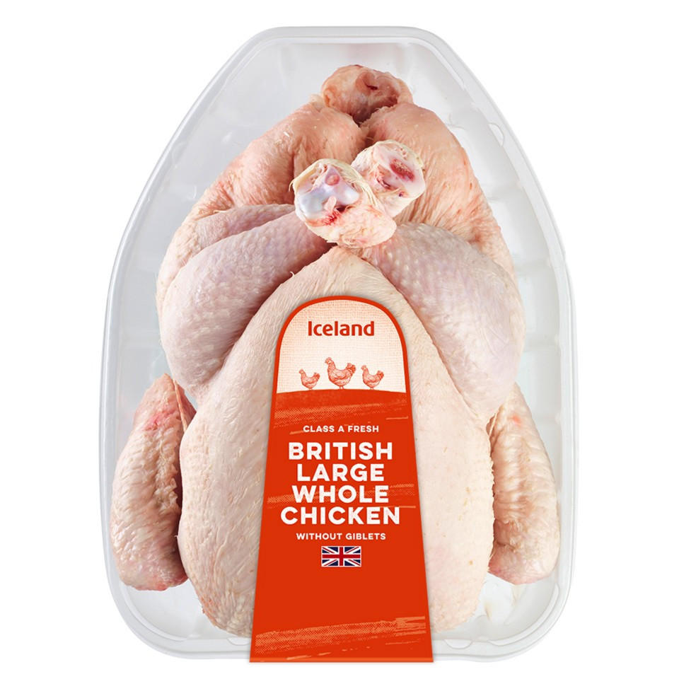 Iceland Class A Fresh British Large Whole Chicken without Giblets 1.7kg