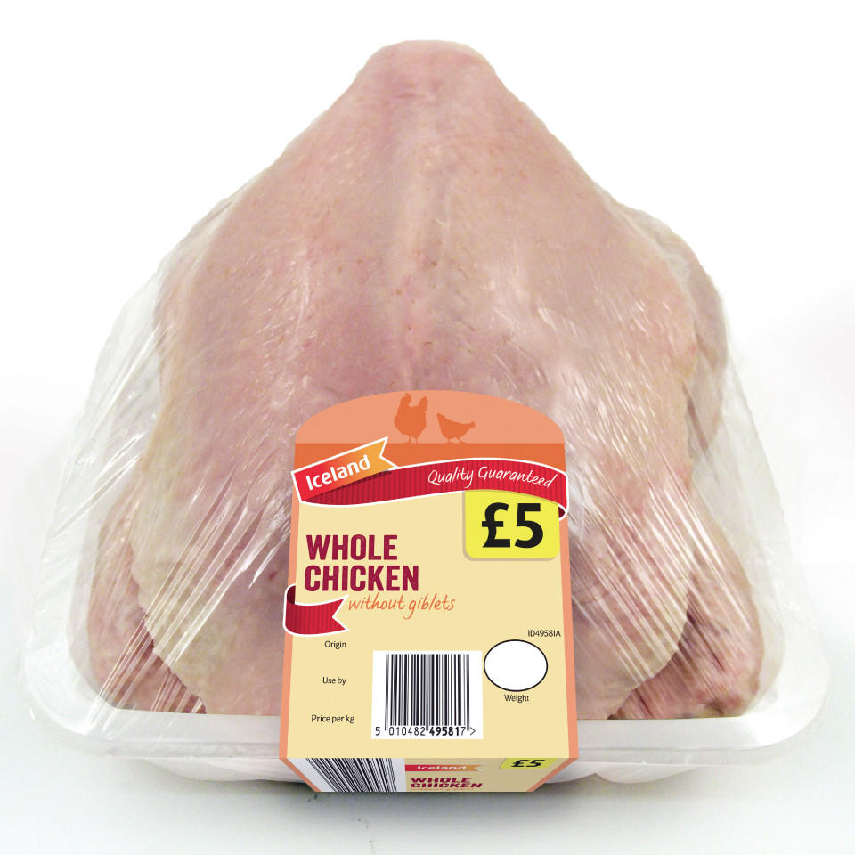 Iceland Class 'A' Large Whole Chicken Without Giblets 1.8Kg Chicken