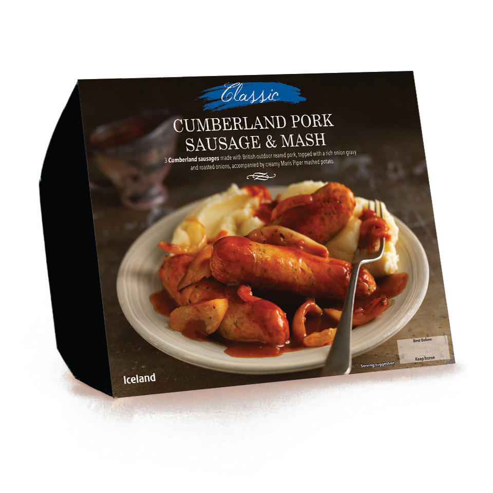 Iceland Classic Cumberland Pork Sausage & Mash 500g Iceland Foods