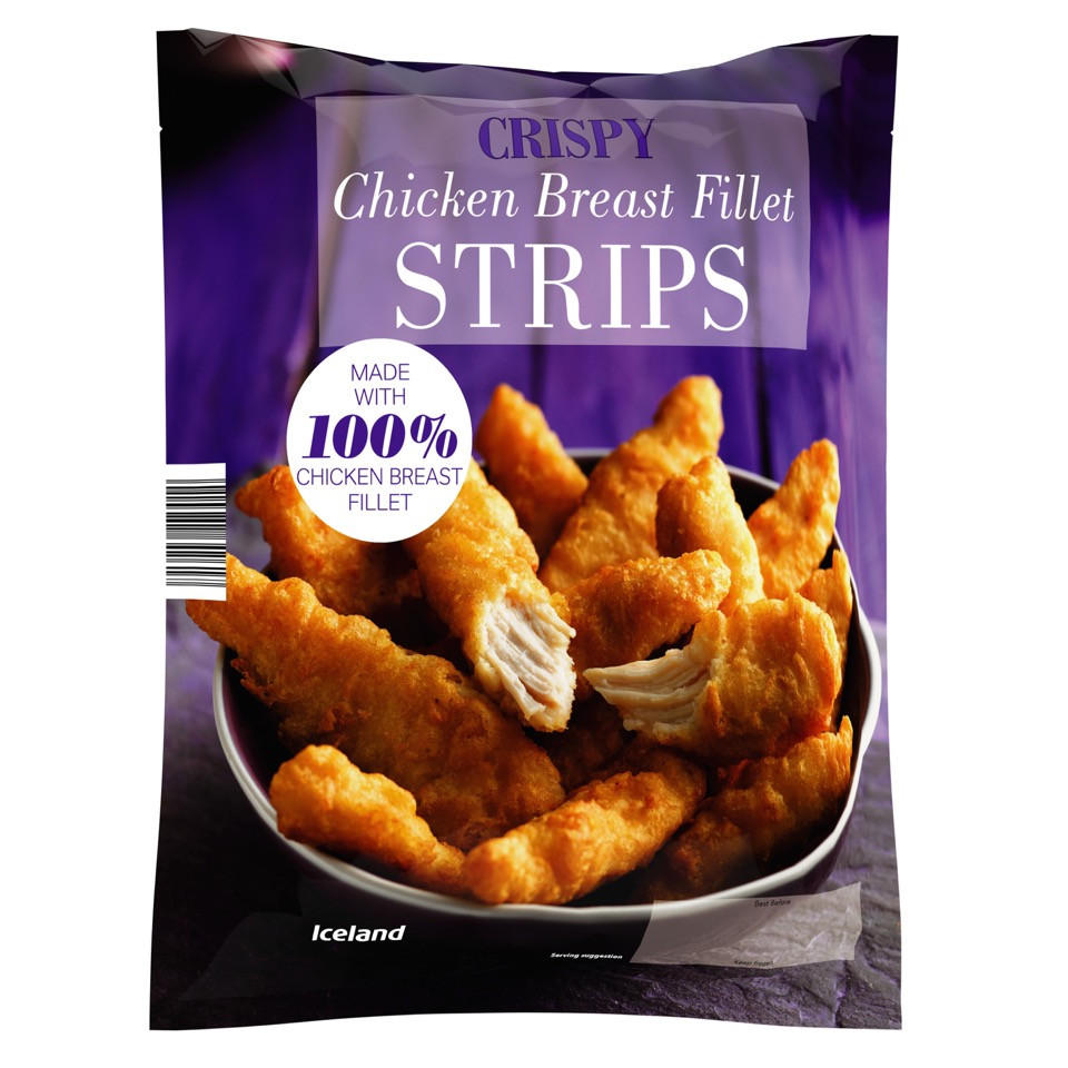 Iceland Crispy Chicken Breast Fillet Strips 650g Breaded & Battered