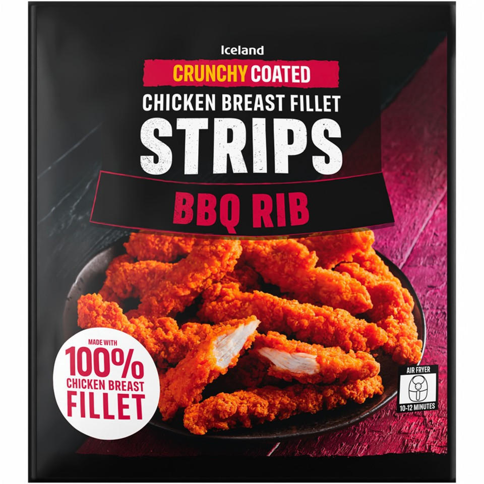 Iceland Crunchy Coated Chicken Breast Fillet Strips Bbq Rib 500g Breaded And Battered Chicken 