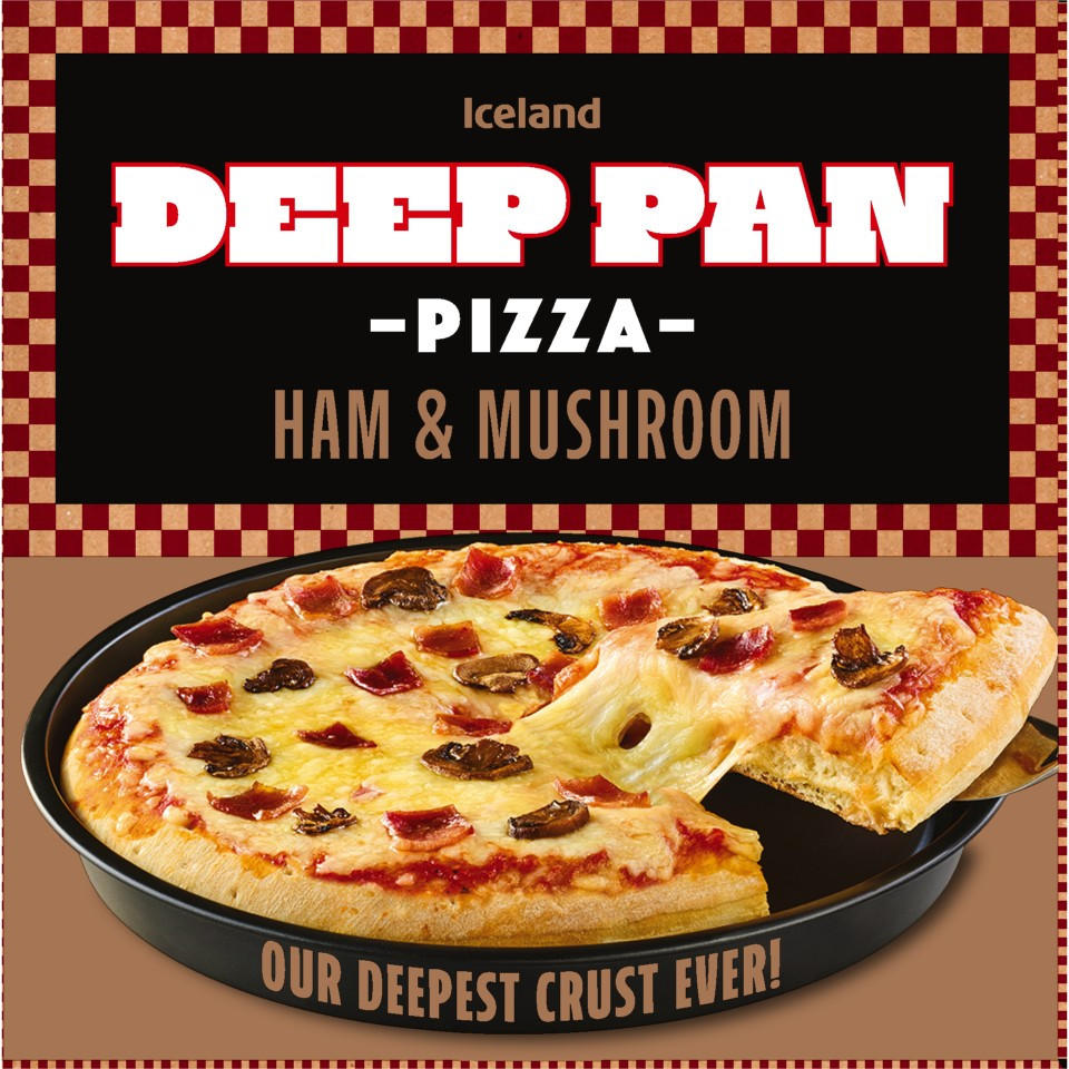Iceland Deep Pan Pizza Ham & Mushroom 445g