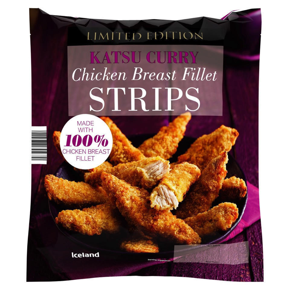 Iceland Katsu Curry Chicken Breast Fillet Strips 650g Breaded