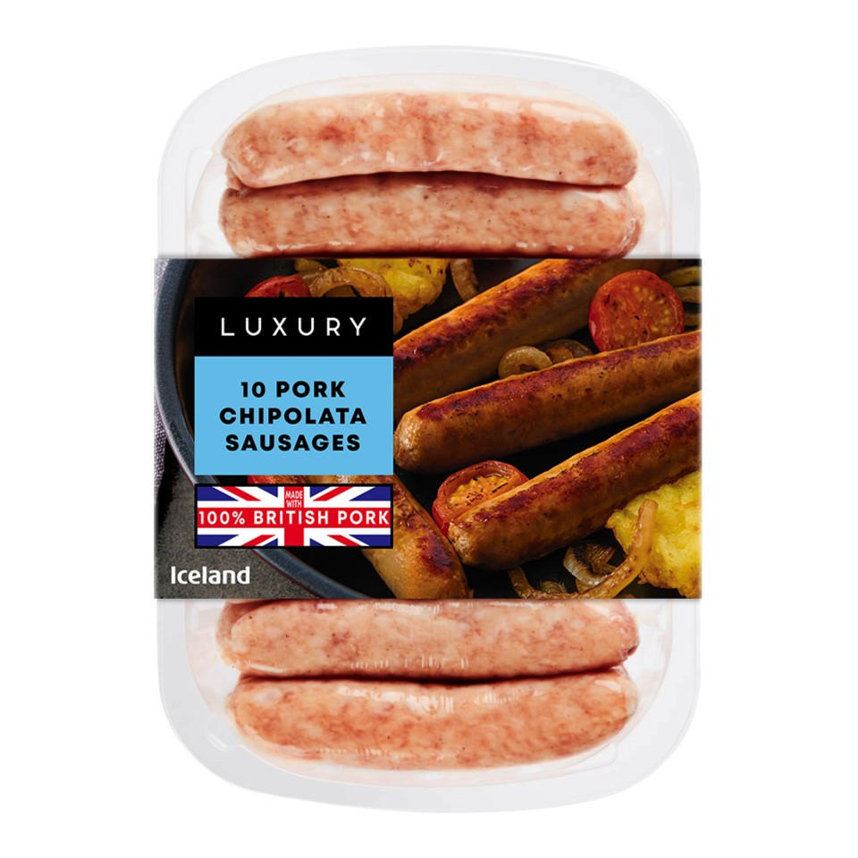 Iceland Luxury 10 Pork Chipolata Sausages 283g