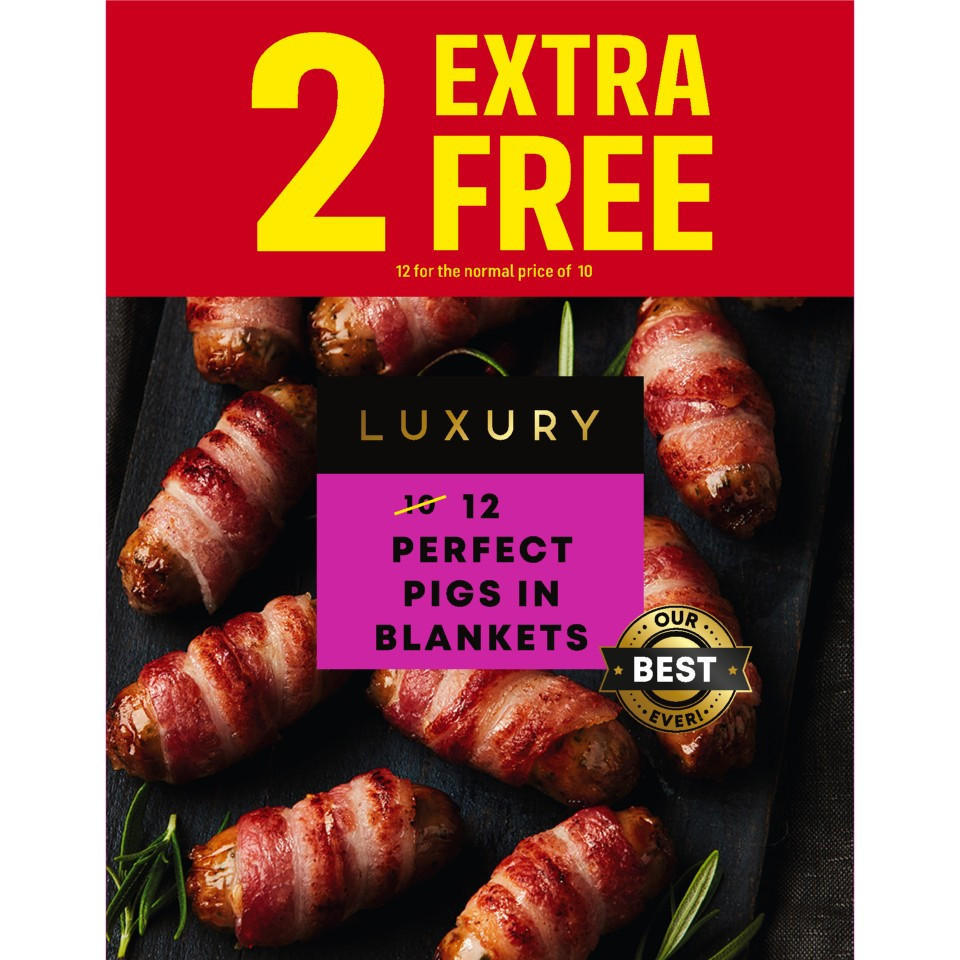 Iceland Luxury 12 Perfect Pigs in Blankets 252g Sausages Iceland Foods