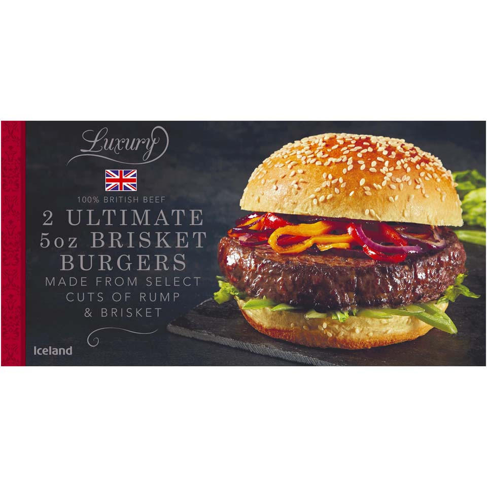 Iceland Luxury 2 Ultimate 5oz British Beef Brisket Burgers 284g