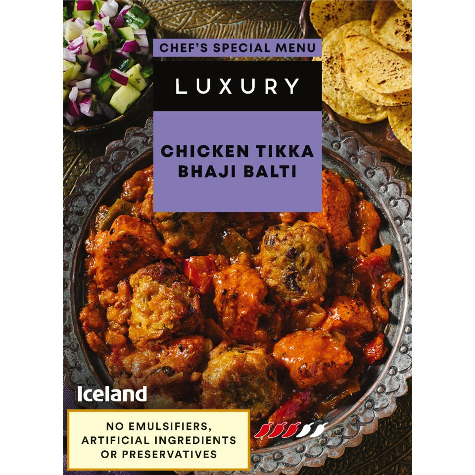 Iceland Luxury Chicken Tikka Bhaji Balti 400g, folic acid free