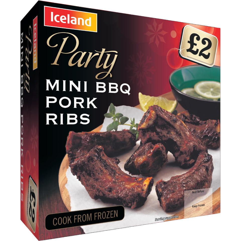 Iceland Mini BBQ Pork Ribs 370g Frozen Party Food Iceland Foods