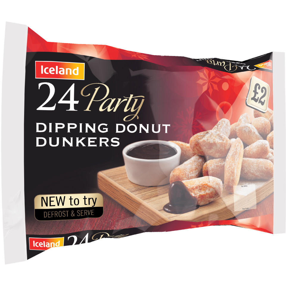 Iceland Party 24 Dipping Donut Dunkers 368g Frozen Party Food