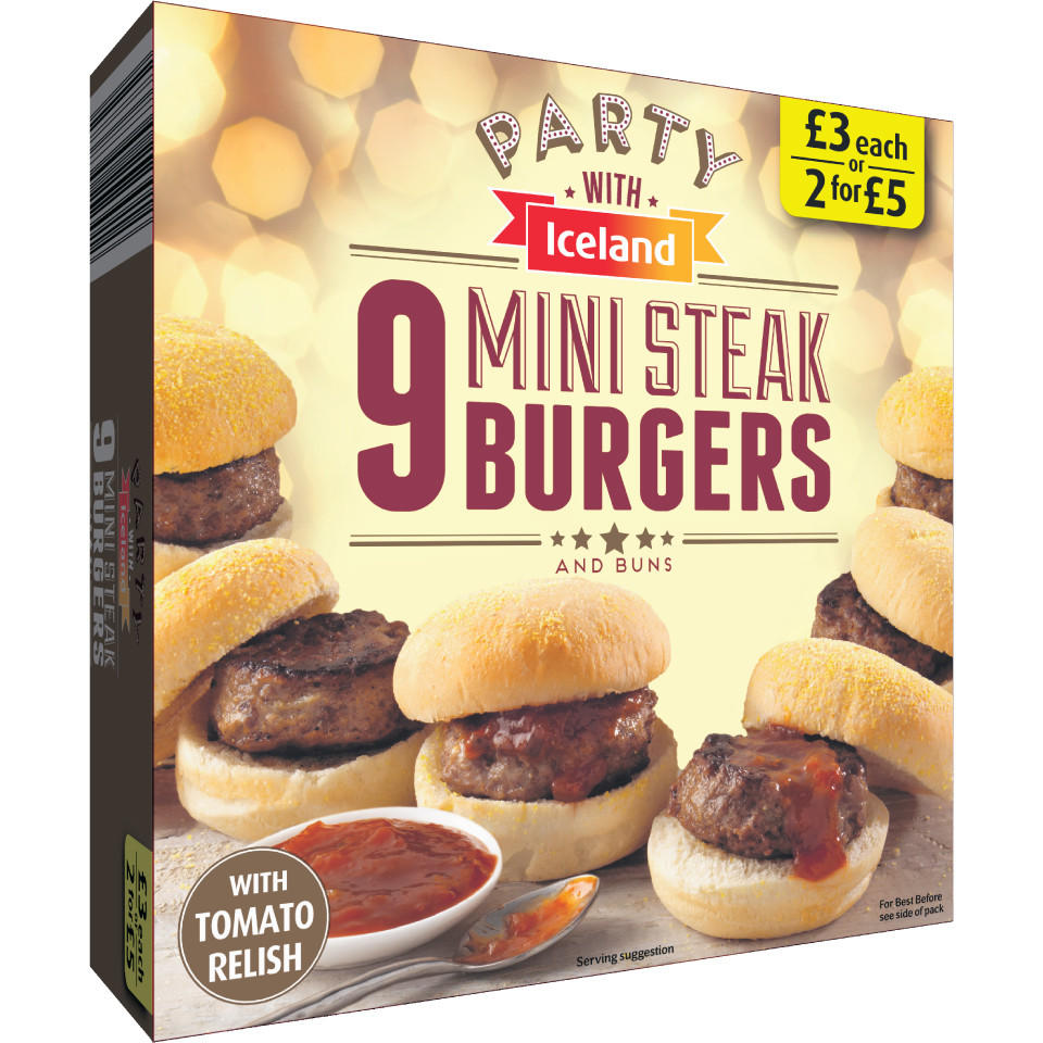 Iceland Party 9 Mini Steak Burgers And Buns 418g £0 Compare Prices 7222