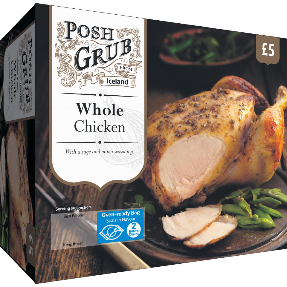 Iceland Posh Grub Whole Chicken with a Sage & Onion Marinade 1.6Kg