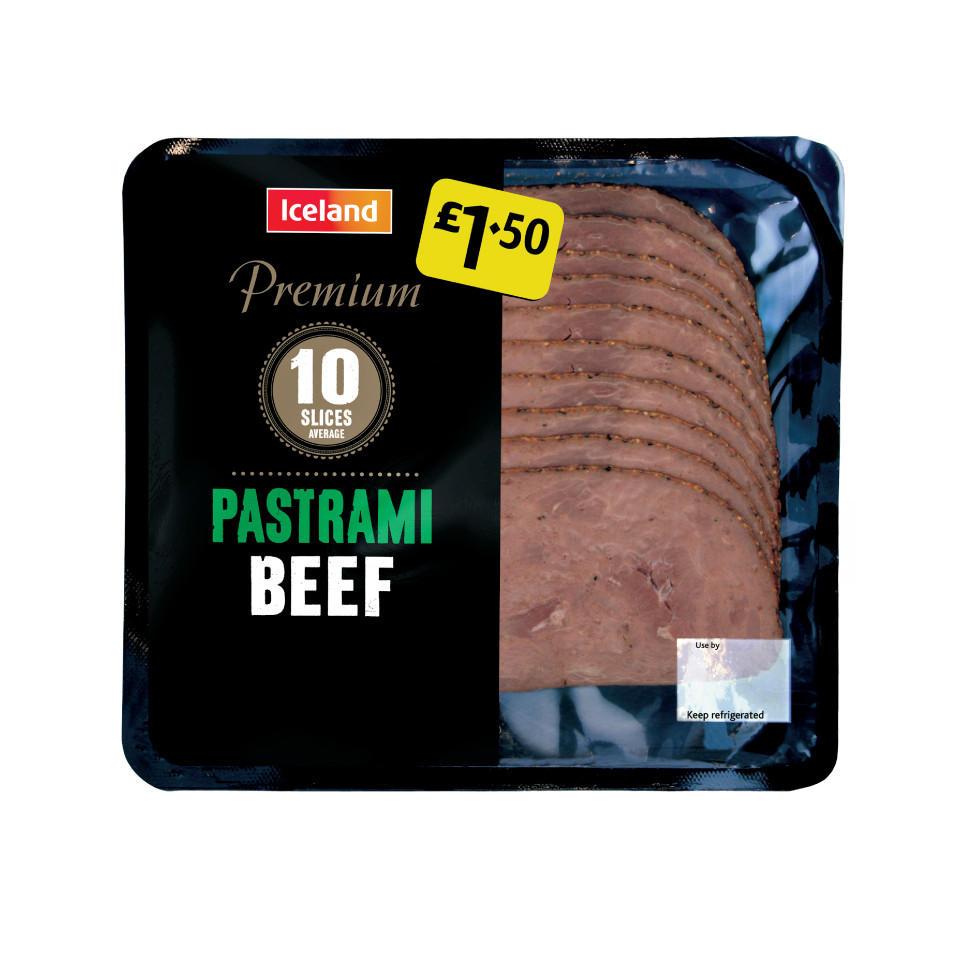 Iceland Premium 10 Slices Pastrami Beef 100g Cooked Meats & Deli