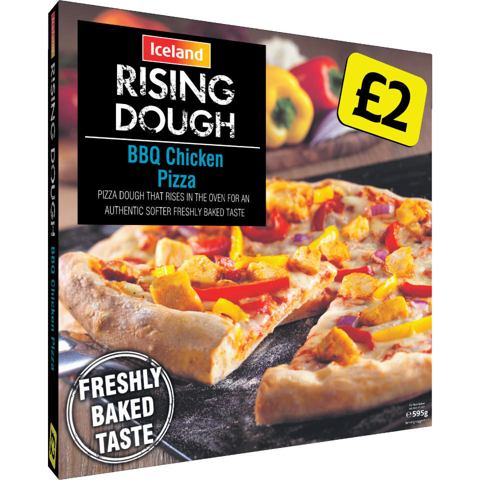 Iceland Rising Dough BBQ Chicken Pizza 595g Thin & Crispy Pizza