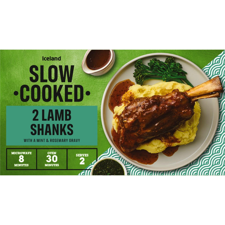 Iceland Slow Cooked 2 Lamb Shanks with a Mint & Rosemary Gravy (2 x - 475g) 950g