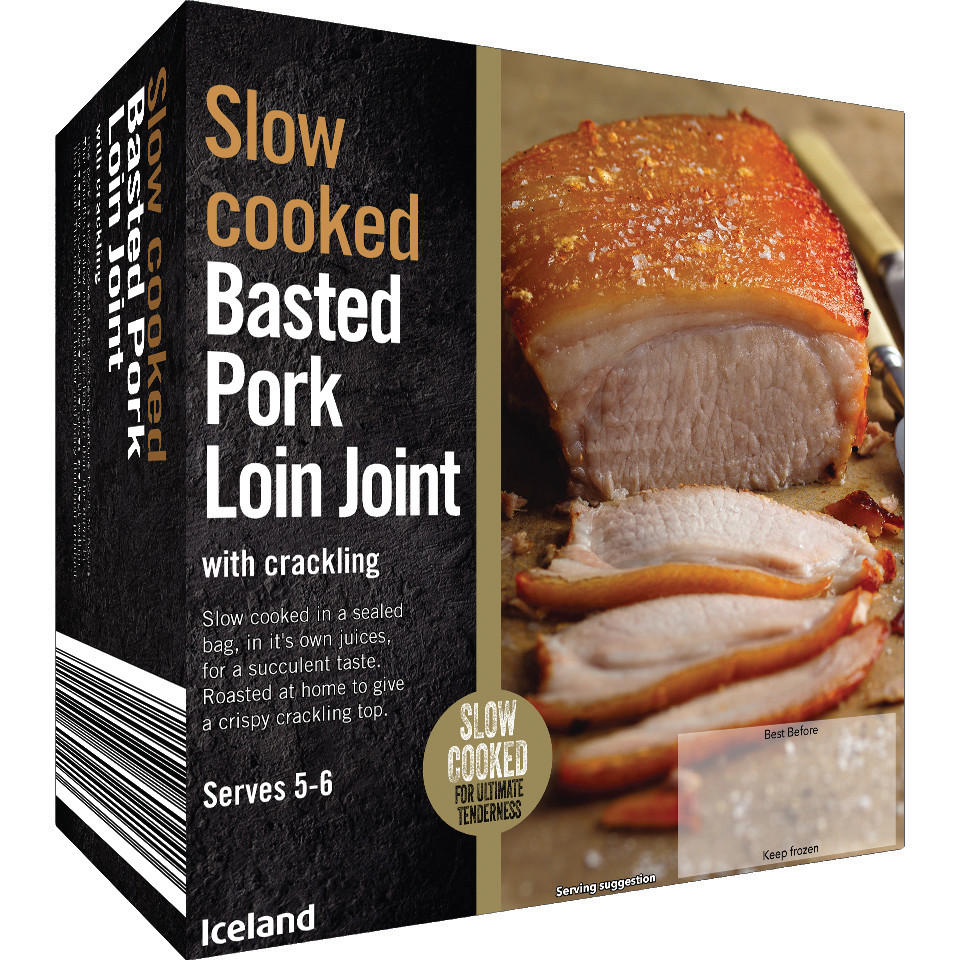 Iceland Slow Cooked Basted Pork Loin Joint with Crackling 1.2Kg Pork & Gammon Iceland Foods