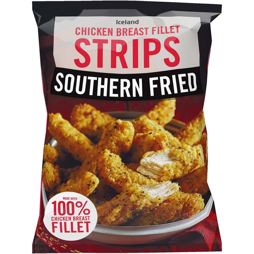 Iceland Southern Fried Chicken Breast Fillet Strips 600g Breaded