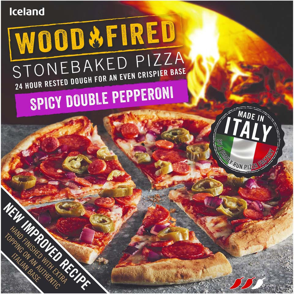 Iceland Spicy Double Pepperoni Woodfired Pizza 379g Woodfired Pizza