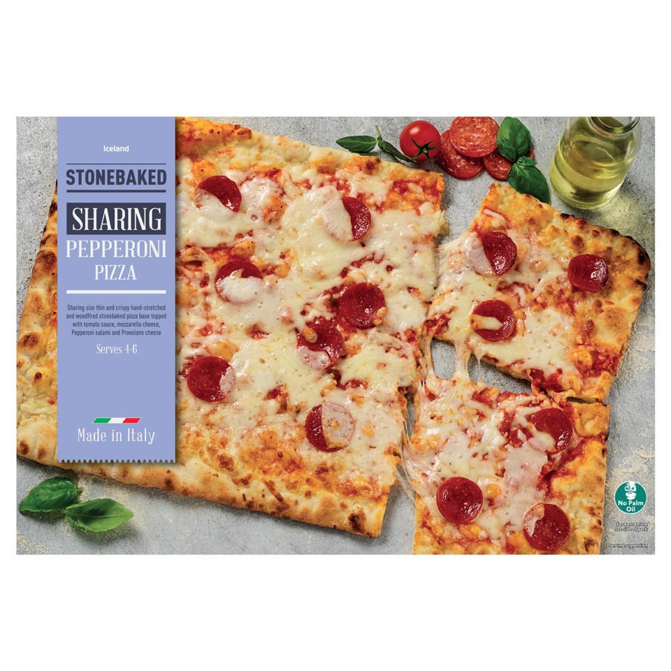 Iceland Stonebaked Sharing Pepperoni Pizza 510g Thin & Crispy Pizza