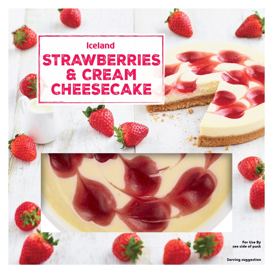 Iceland Strawberries and Cream Cheesecake 500g Cheesecakes & Tarts
