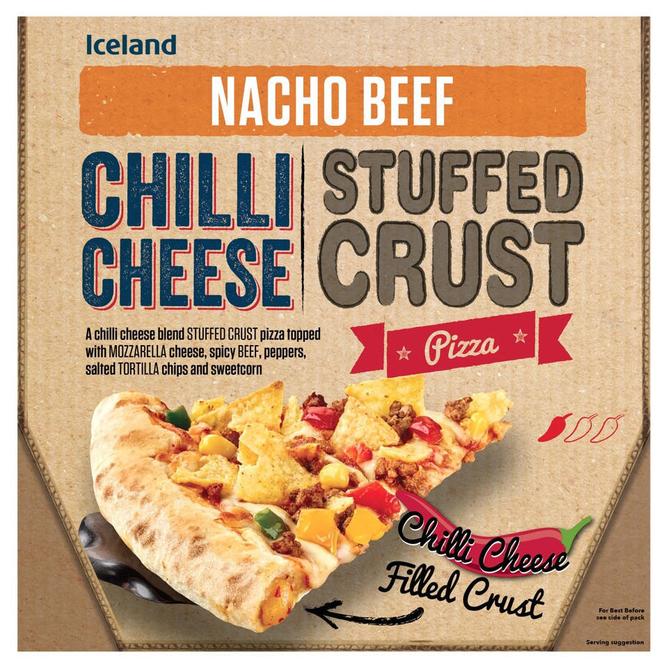 Iceland Stuffed Crust Nacho Beef Chilli Cheese Pizza 507g Iceland Foods