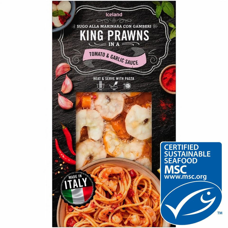 Iceland Sugo Alla Marinara Con Gamberi King Prawns in Tomato & Garlic Sauce 300g