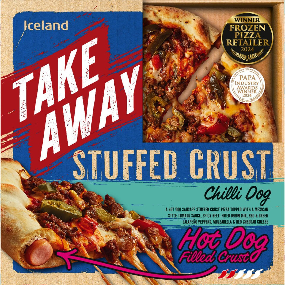 Iceland Takeaway Pizza Stuffed Crust Chilli Dog 543g Iceland Foods