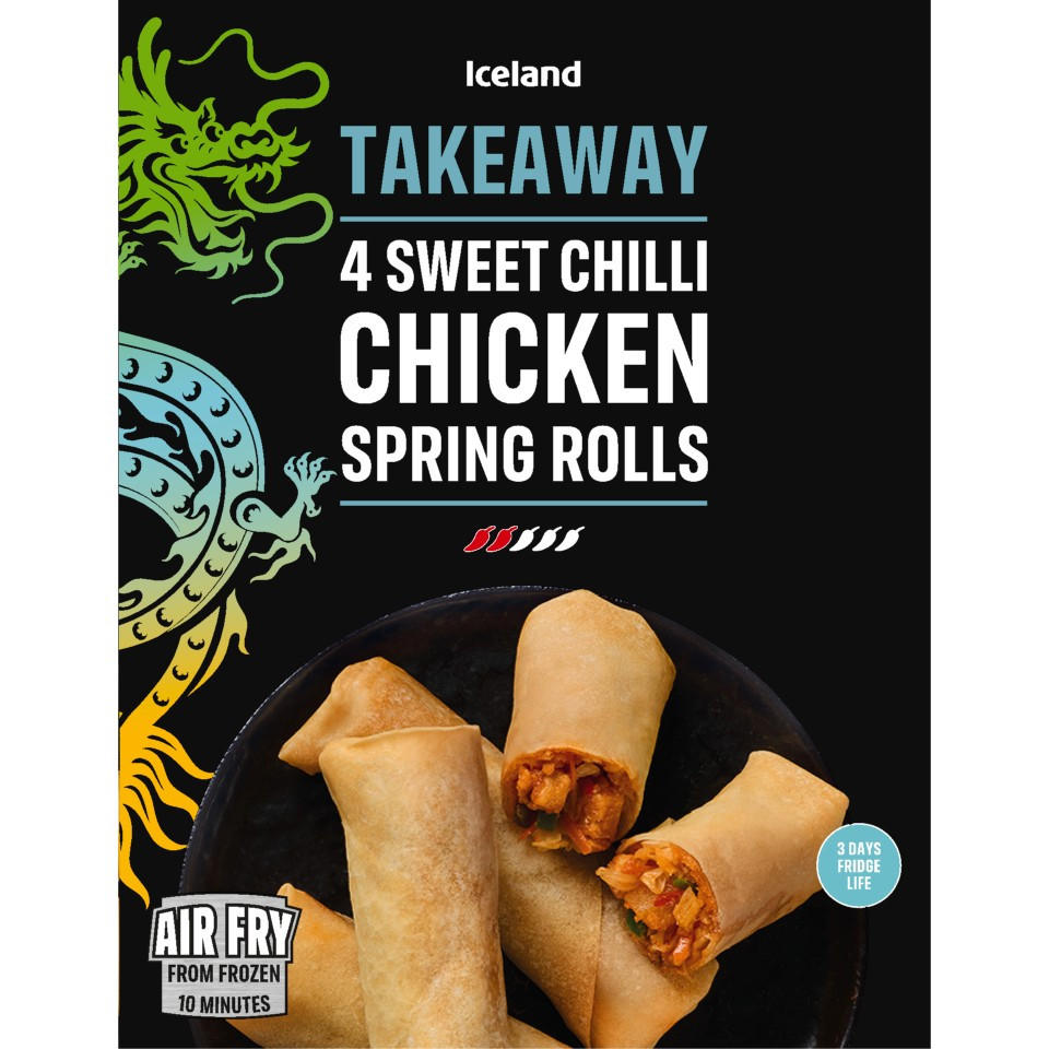 Iceland Takeaway 4 Sweet Chilli Chicken Spring Rolls 200g