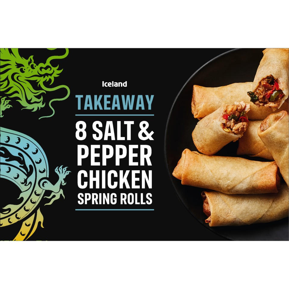 Iceland Takeaway 8 Salt & Pepper Chicken Spring Rolls 240g Party Food