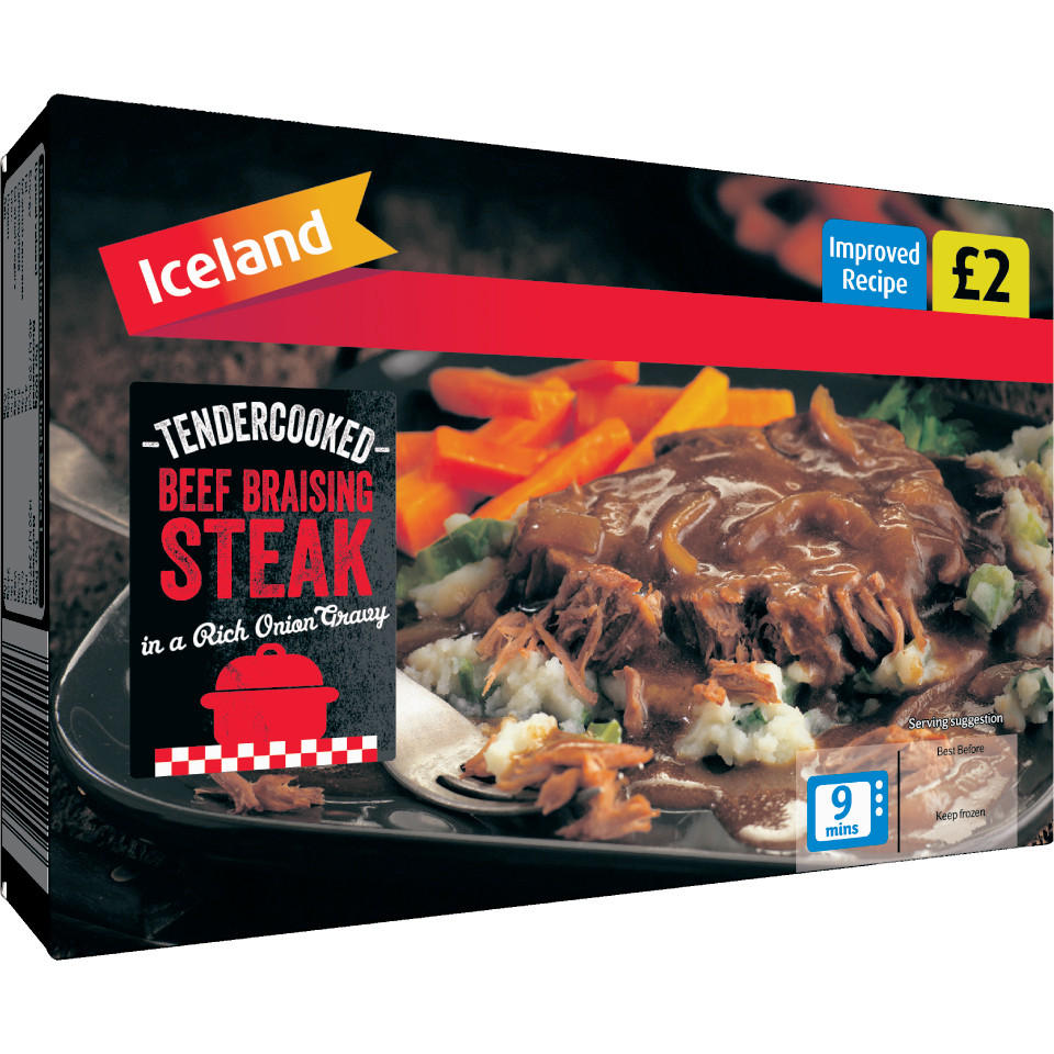 Iceland Tendercooked Beef Braising Steak in a Rich Onion Gravy 350g