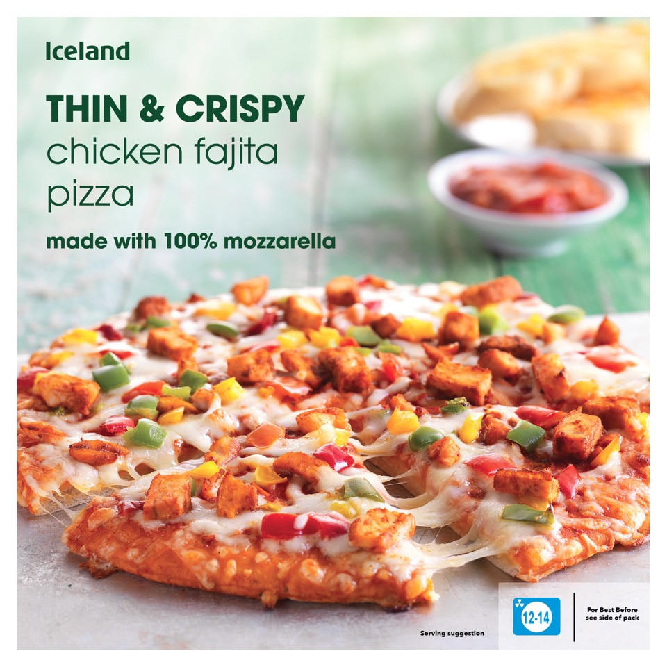 Iceland Thin & Crispy Chicken Fajita Pizza 361g Thin & Crispy Pizza
