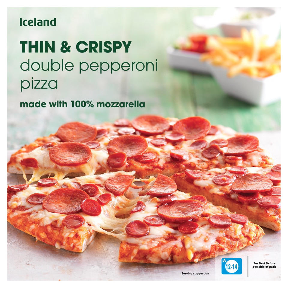 Iceland Thin & Crispy Double Pepperoni Pizza 343g Thin & Crispy Pizza