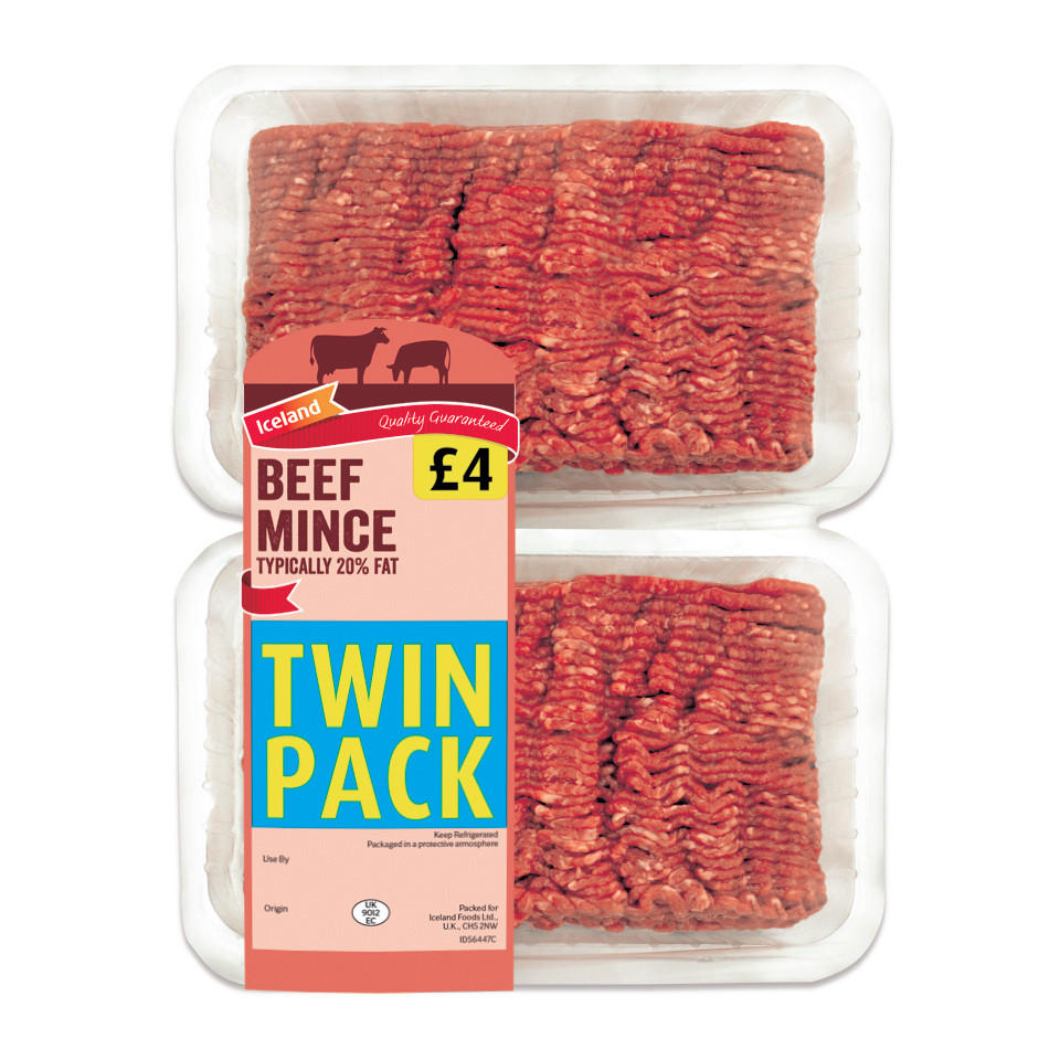 Iceland Twin Pack Beef Mince Typically 20 Fat 1.05Kg Beef Iceland