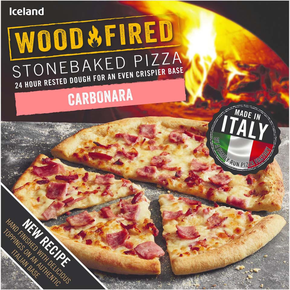 Iceland Woodfired Stonebaked Carbonara Pizza 326g £3 Value Iceland Foods