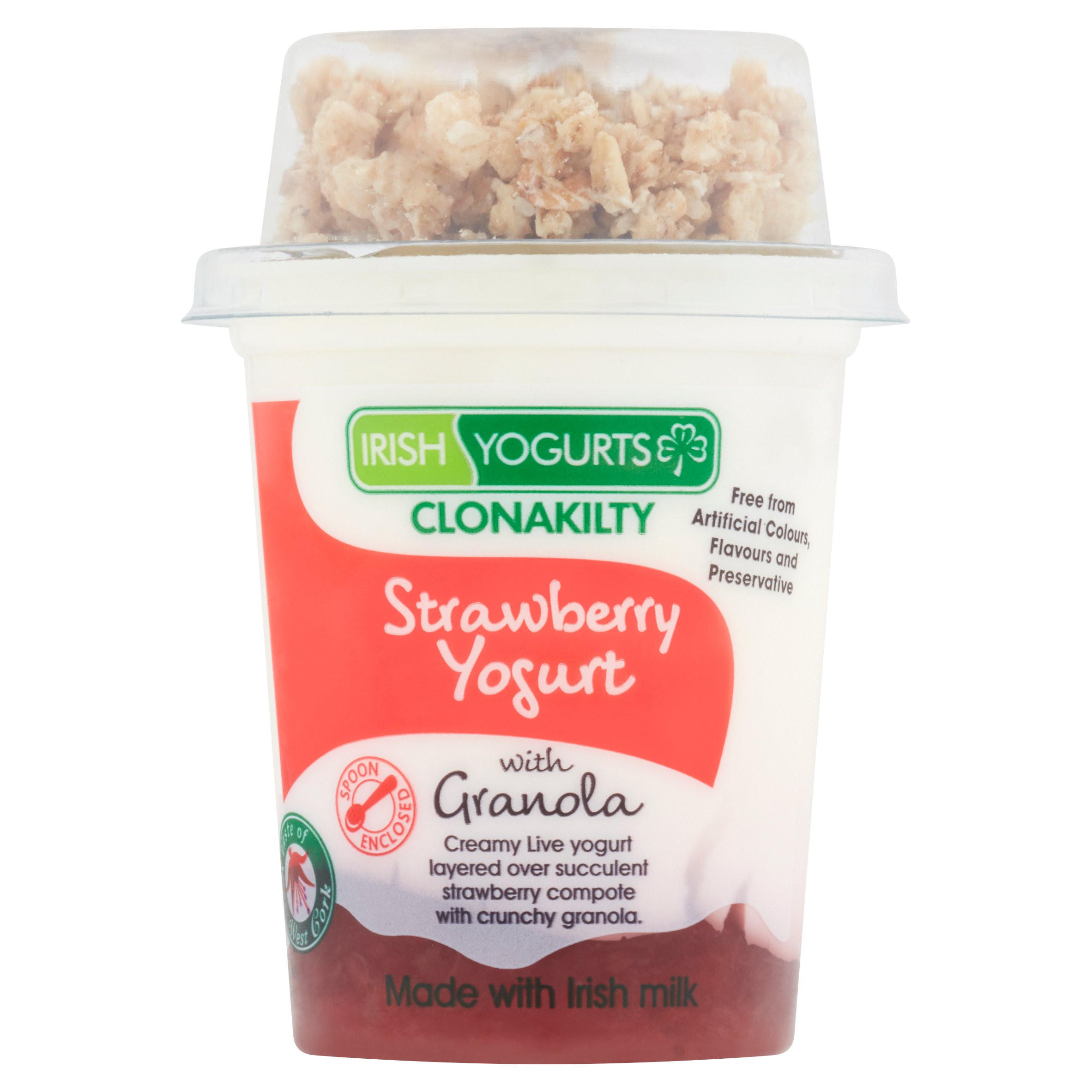 Irish Yogurts Clonakilty Strawberry Yogurt with Granola 165g Yogurt