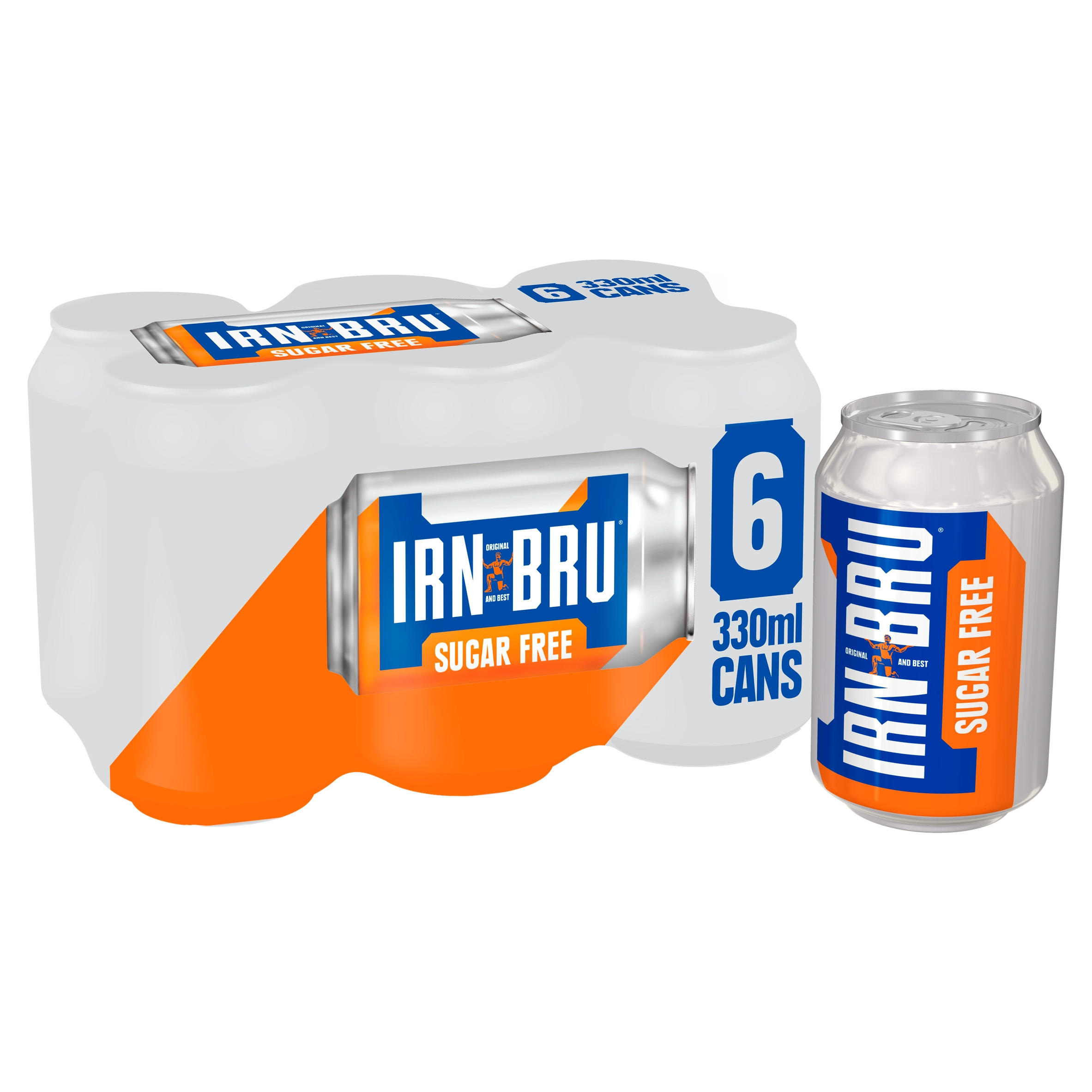 IRNBRU Sugar Free Soft Drink 6 x 330ml Cans Orange and Fruit