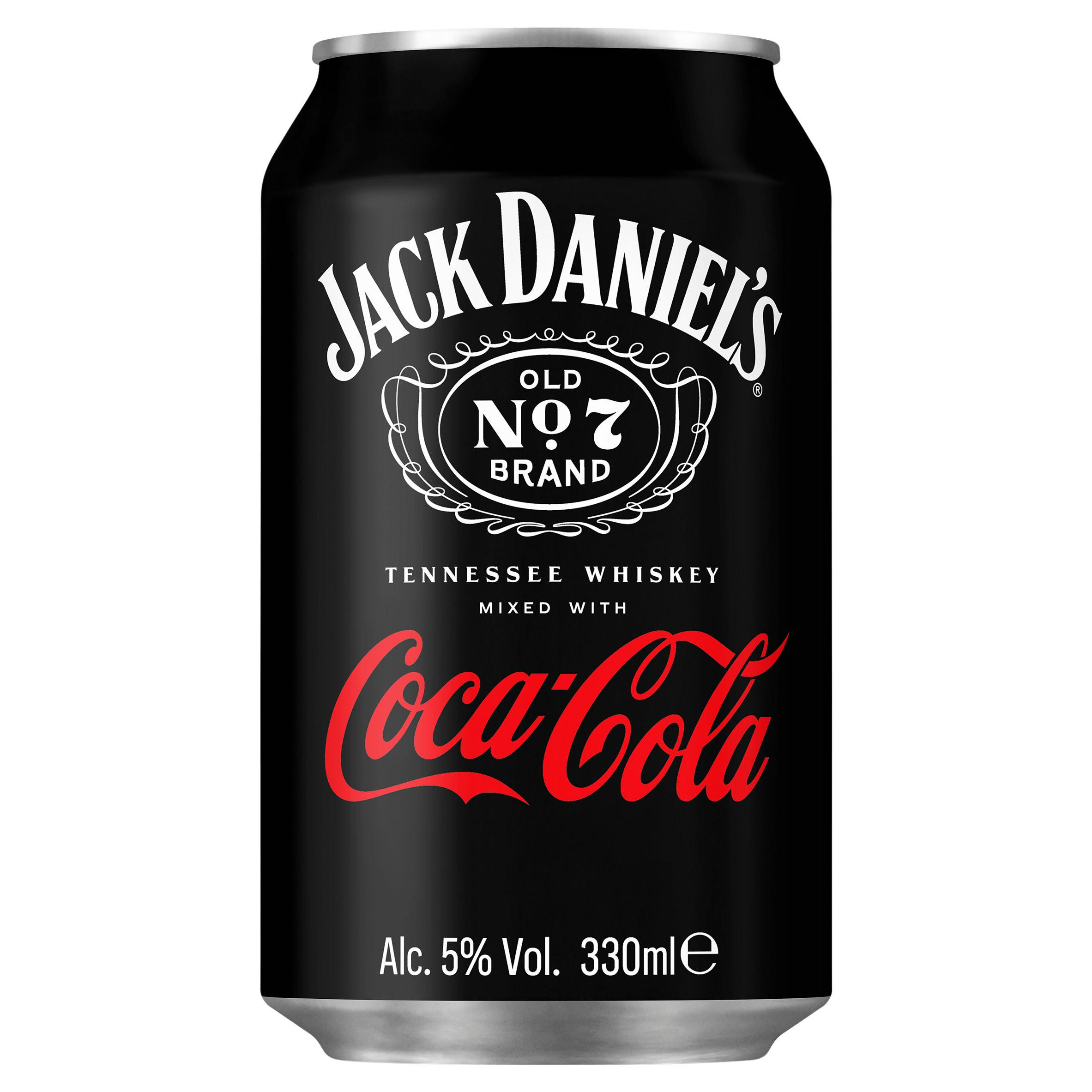 Jack Daniel's Old No. 7 Brand Tennessee Whiskey Mixed with CocaCola 330ml Spirits & PreMixed